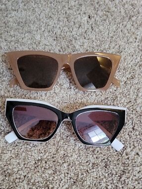 Double Pack Cat-Eye Sunglasses in Taupe and Black/White